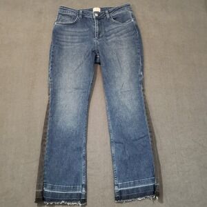 French Connection Jeans Womens Size 8 Mid Rise Straight Raw Hem Two Toned